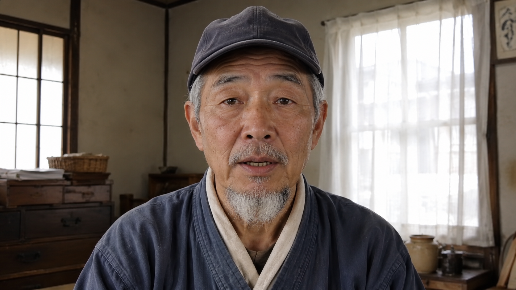 Yuki Elden, age 75, in his work coat